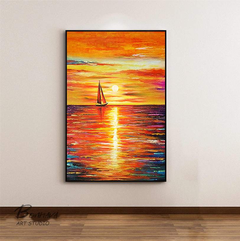 sunset abstract painting canvas design 4